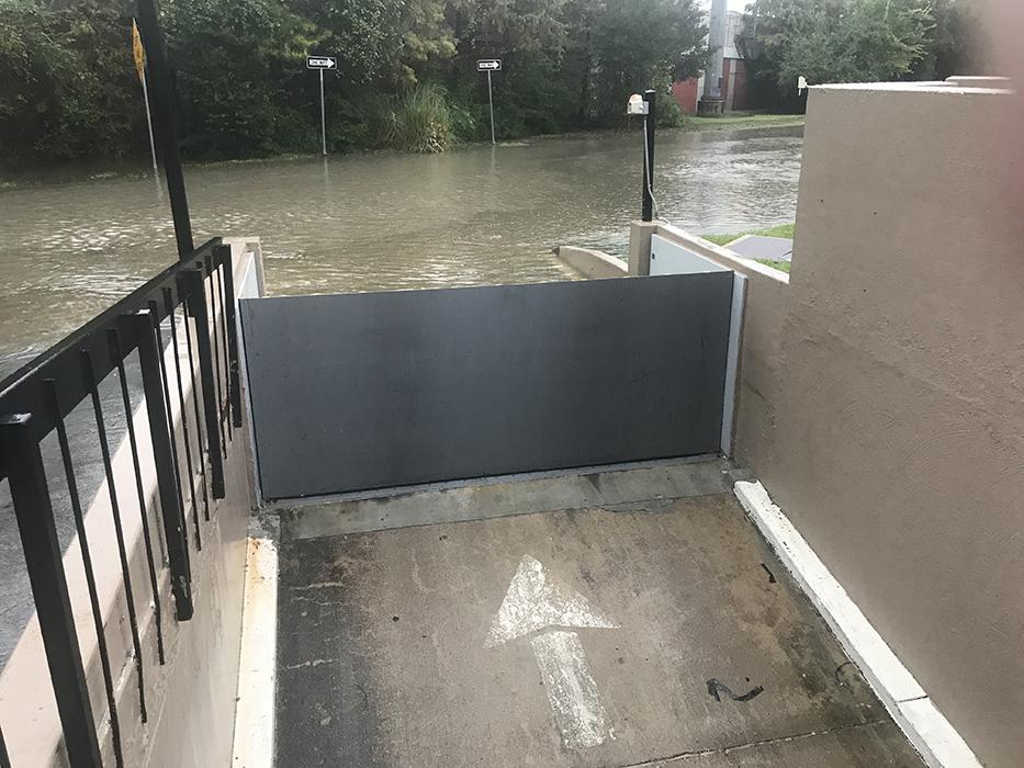 5909 West Loop South in Houston, Texas after flood barrier installation.